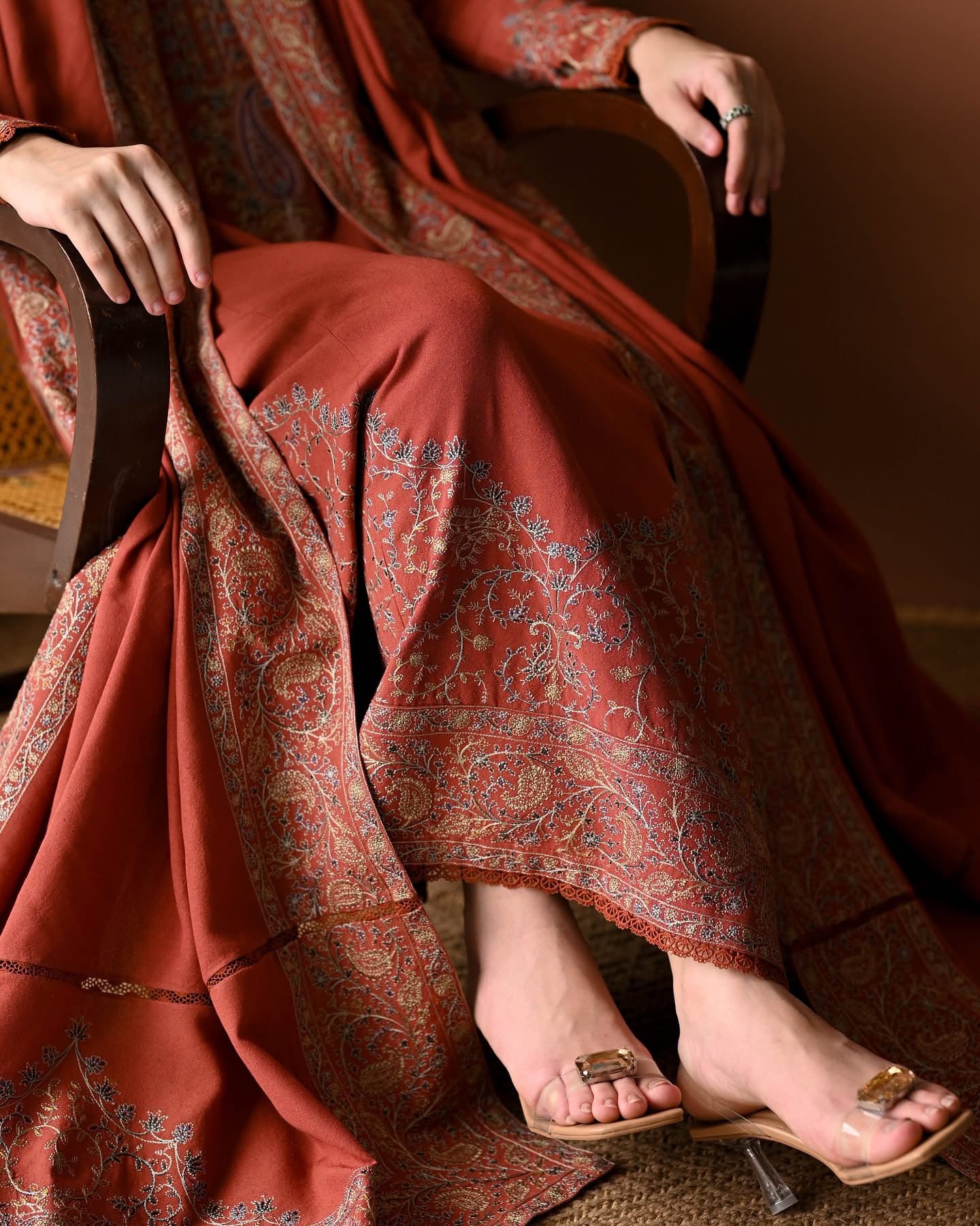 ZAIB-3PC DHANAK EMBROIDERED SHIRT WITH DHANAK EMBROIDERED SHAWL AND TROUSER-WM-4313