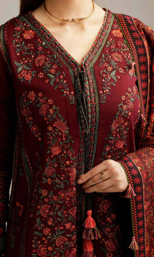 HUSSAIN REHAR WINTER UNSTITCHED DHANAK EMBROIDERED 3PC