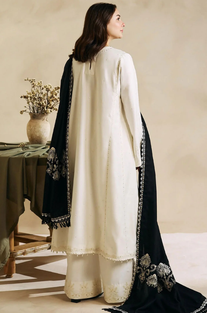 Zara Shah Jahan - 3PC Unstitched Dhanak Embroidered Shirt with Embroidered Dhanak Shawl and Trouser