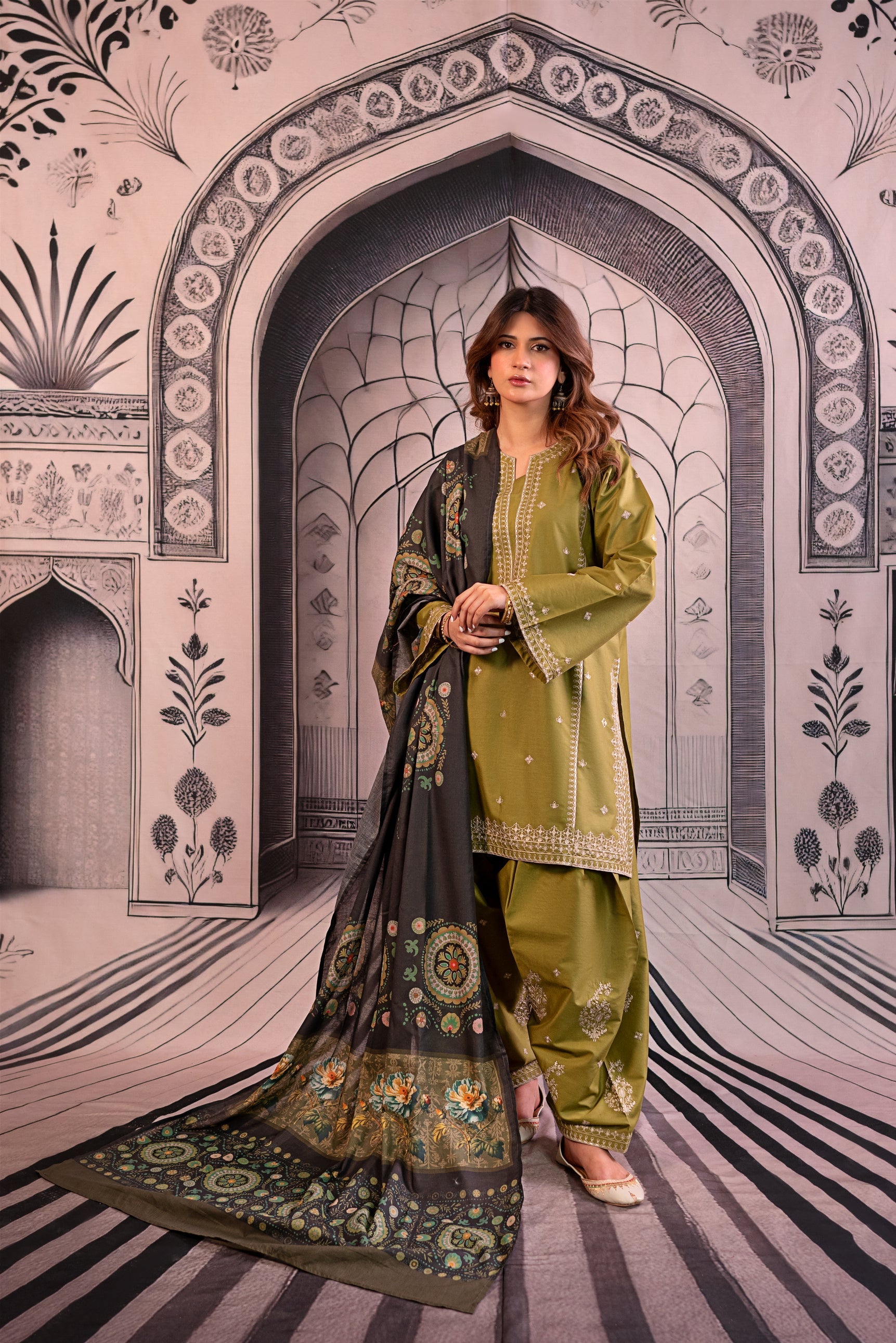 URGE Unstitched Dhanak 3PC With Printed Shawl