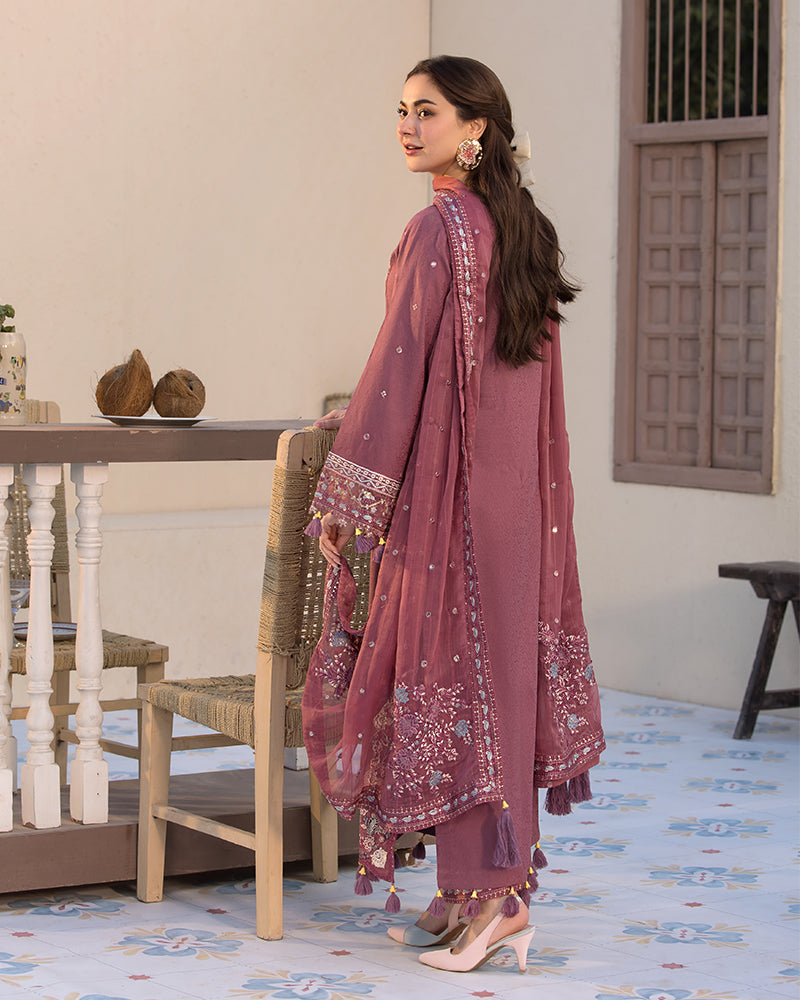 ALLY’S  Unstitched Dhanak 3PC With Embroidered Shawl PK