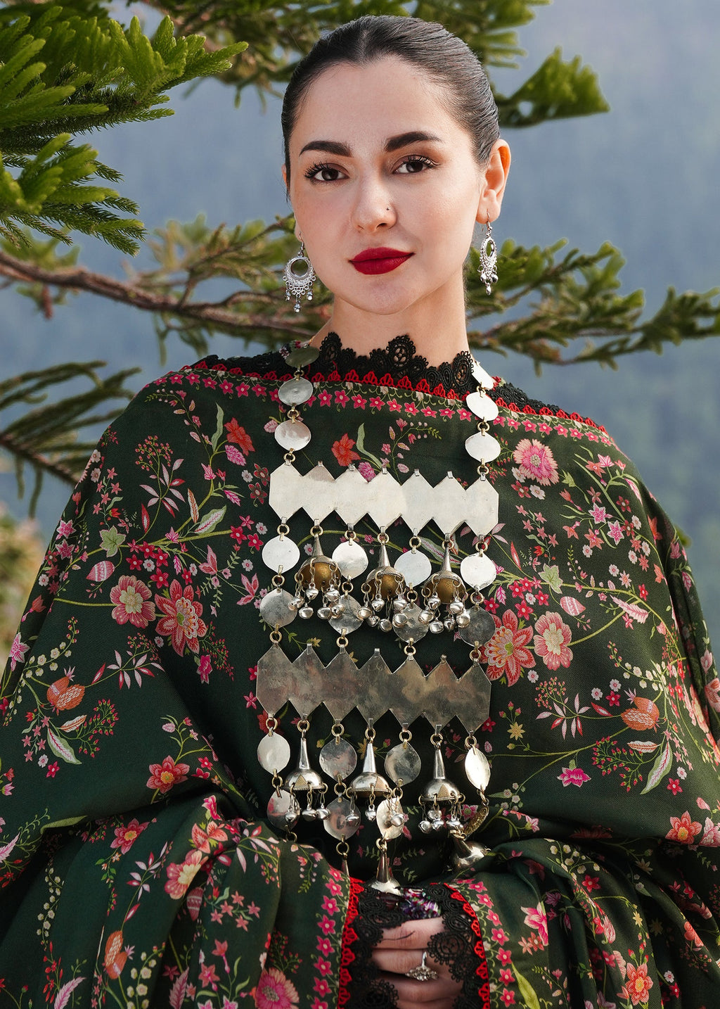 HUSSAIN REHAR DHANAK EMBROIDERED WINTER 3PC WITH DHANAK EMBROIDERED SHAWL