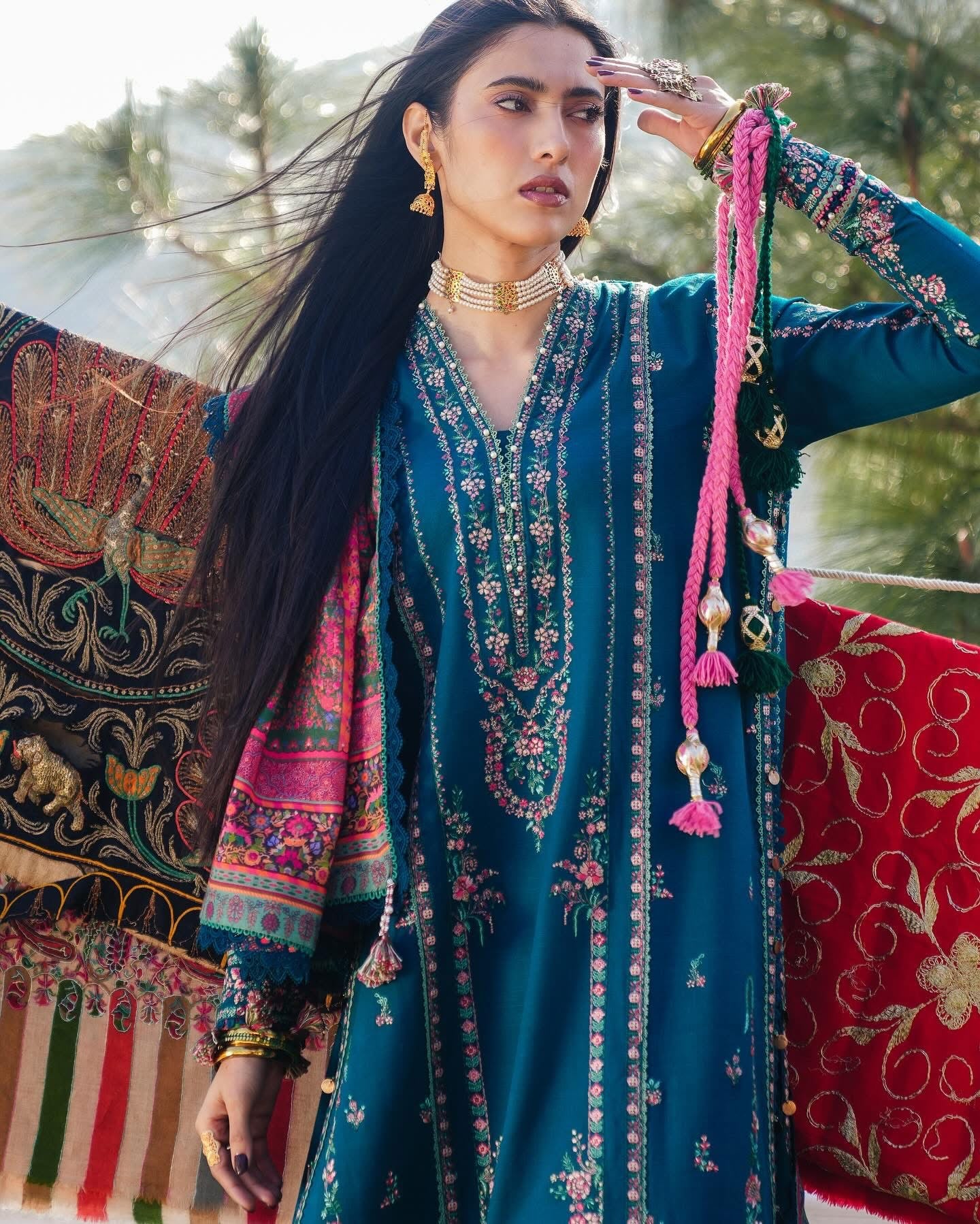 Hussain Rehar Unstitched Dhanak 3PC With Printed Shawl GR