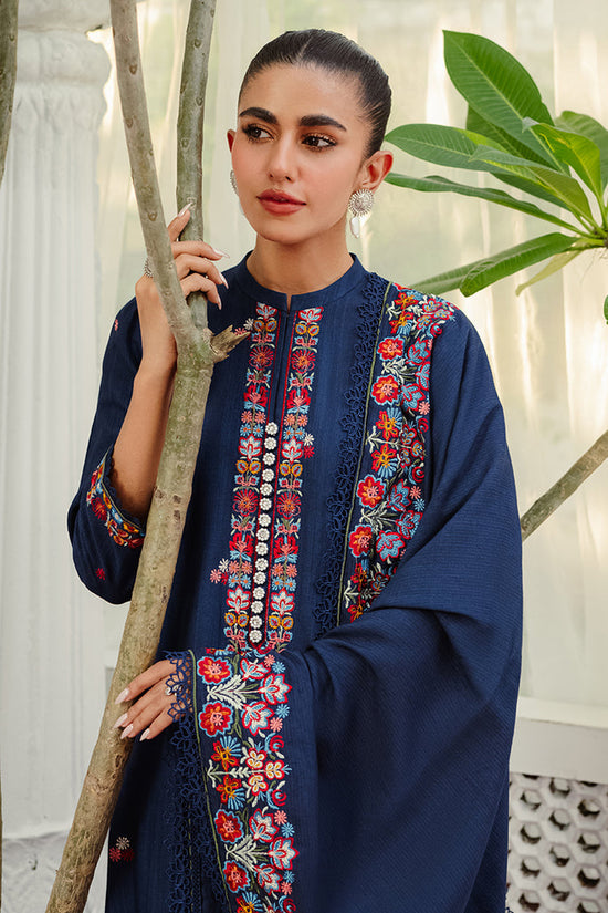 CROSS STITCH-3PC DHANAK EMBROIDERED SHIRT WITH DHANAK EMBROIDERED SHAWL AND TROUSER-WM-4275