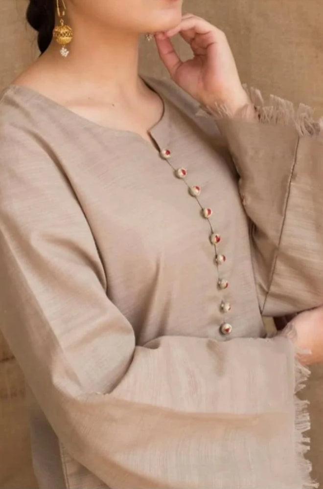 Zarpash - 3PC Unstitched Dhanak Neckline Embroidered Shirt with Printed Wool Shawl and Trouser