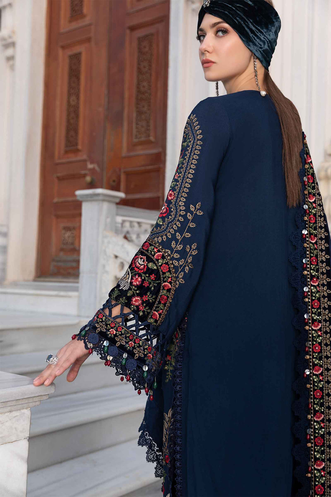 Dhanak 3PC Embroidered Shirt with Dhanak + Velvet Embroidered SHAWL