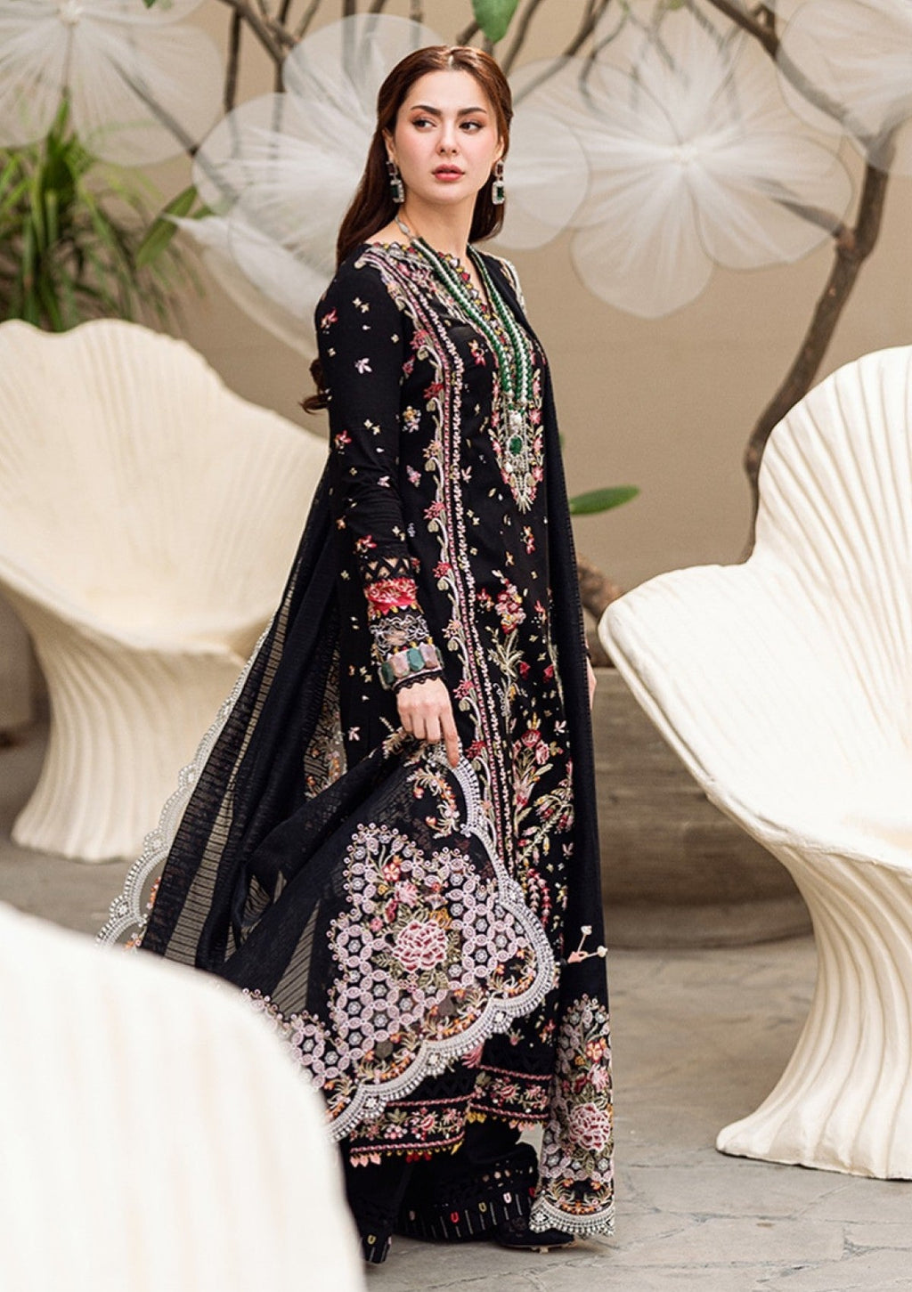 QALAMKAR WINTER UNSTITCHED DHANAK EMBROIDERED 3PC WITH EMBROIDERED SHAWL