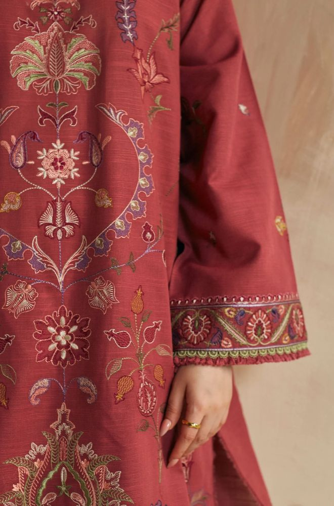 Zara Shah Jahan - 3PC Unstitched Dhanak Embroidered Shirt with Digital Printed Dhanak Shawl and Trouser