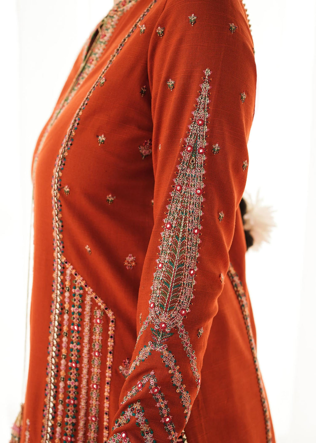 HUSSAIN REHAR LUXURY UNSTITCHED DHANAK EMBROIDERED 3PC WITH DHANAK MARINA READY TO WEAR SHAWL