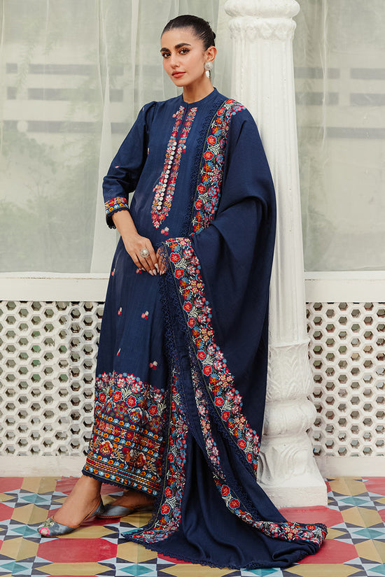CROSS STITCH-3PC DHANAK EMBROIDERED SHIRT WITH DHANAK EMBROIDERED SHAWL AND TROUSER-WM-4275