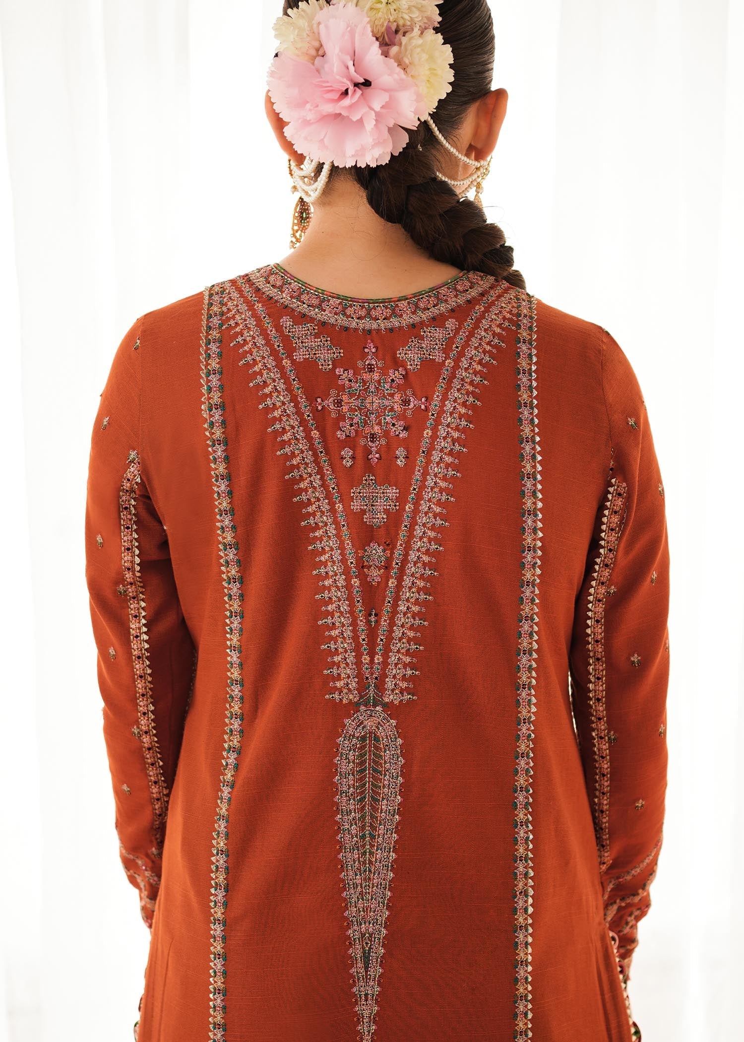 HUSSAIN REHAR LUXURY UNSTITCHED DHANAK EMBROIDERED 3PC WITH DHANAK MARINA READY TO WEAR SHAWL