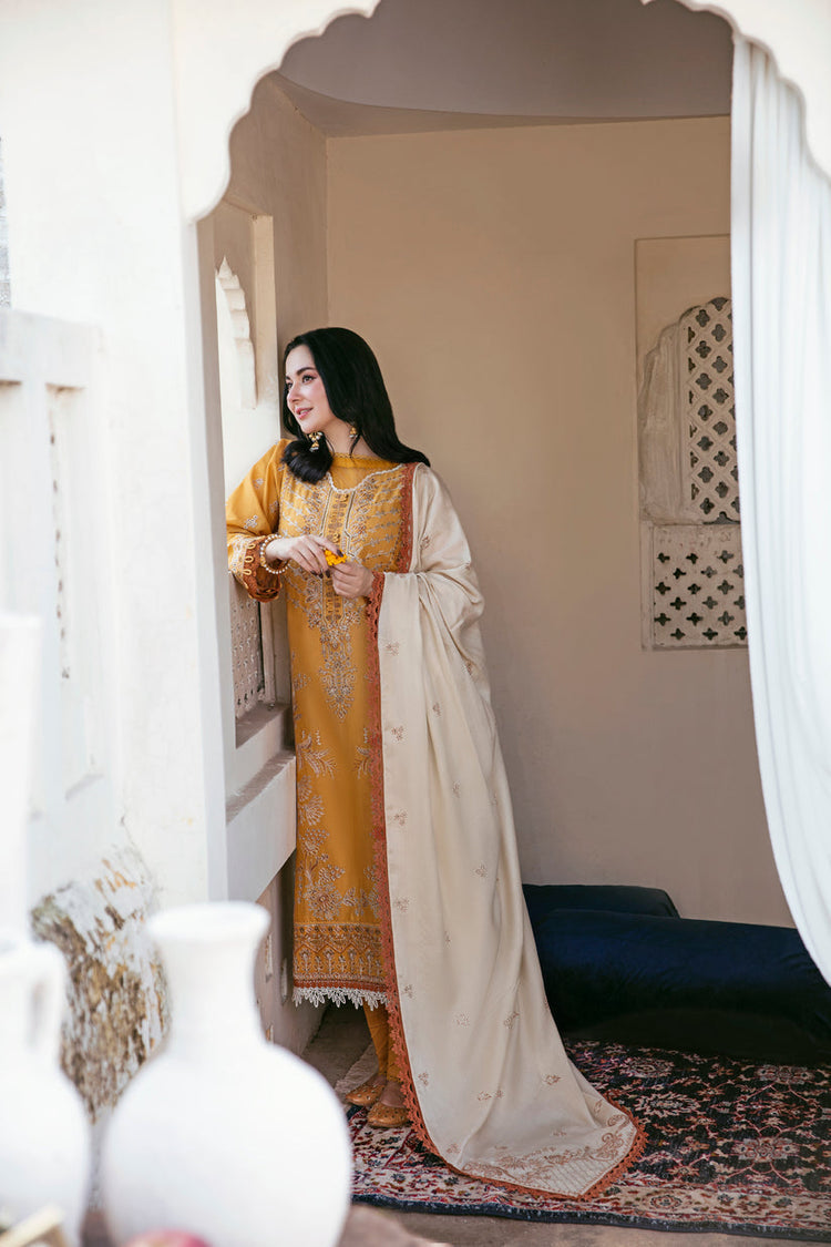 FLORENT-3PC DHANAK EMBROIDERED SHIRT WITH DHANAK EMBROIDERED SHAWL AND TROUSER WM-4150