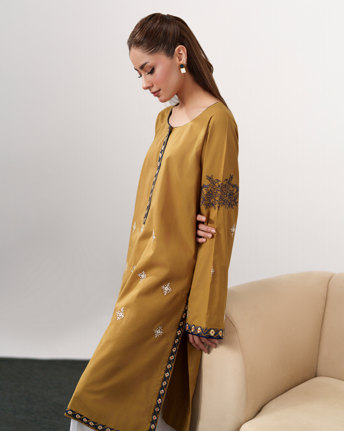 IZEL-3PC DHANAK EMBROIDERED SHIRT WITH DHANAK SHAWL AND EMB TROUSER-WM-4335