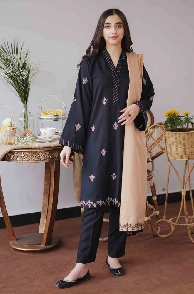 Aisling - 3PC Unstitched Dhanak Embroidered Shirt with Embroidered Dupatta and Trouser