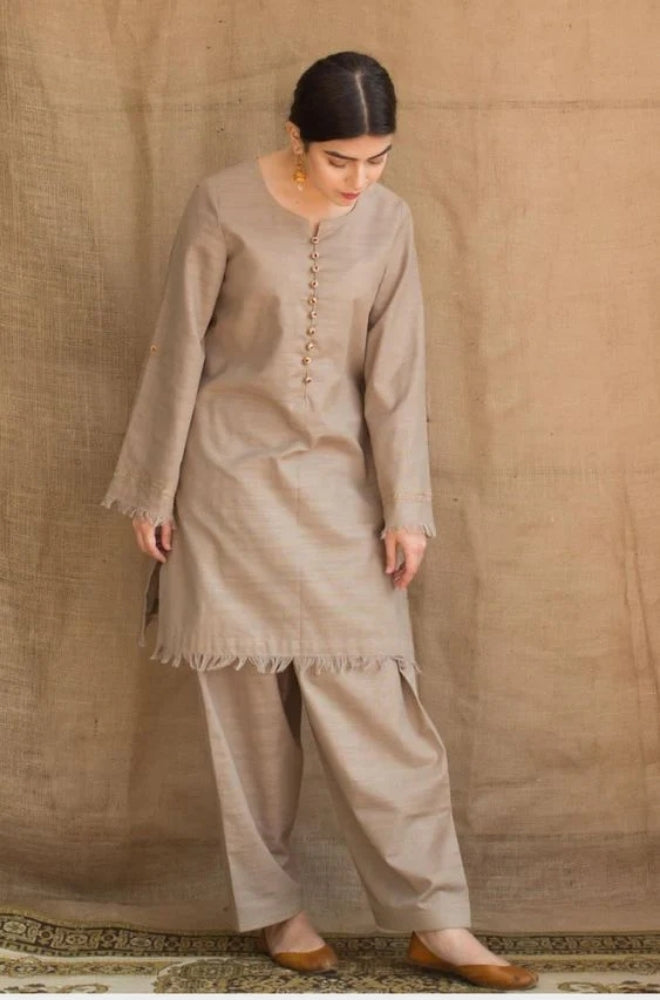 Zarpash - 3PC Unstitched Dhanak Neckline Embroidered Shirt with Printed Wool Shawl and Trouser