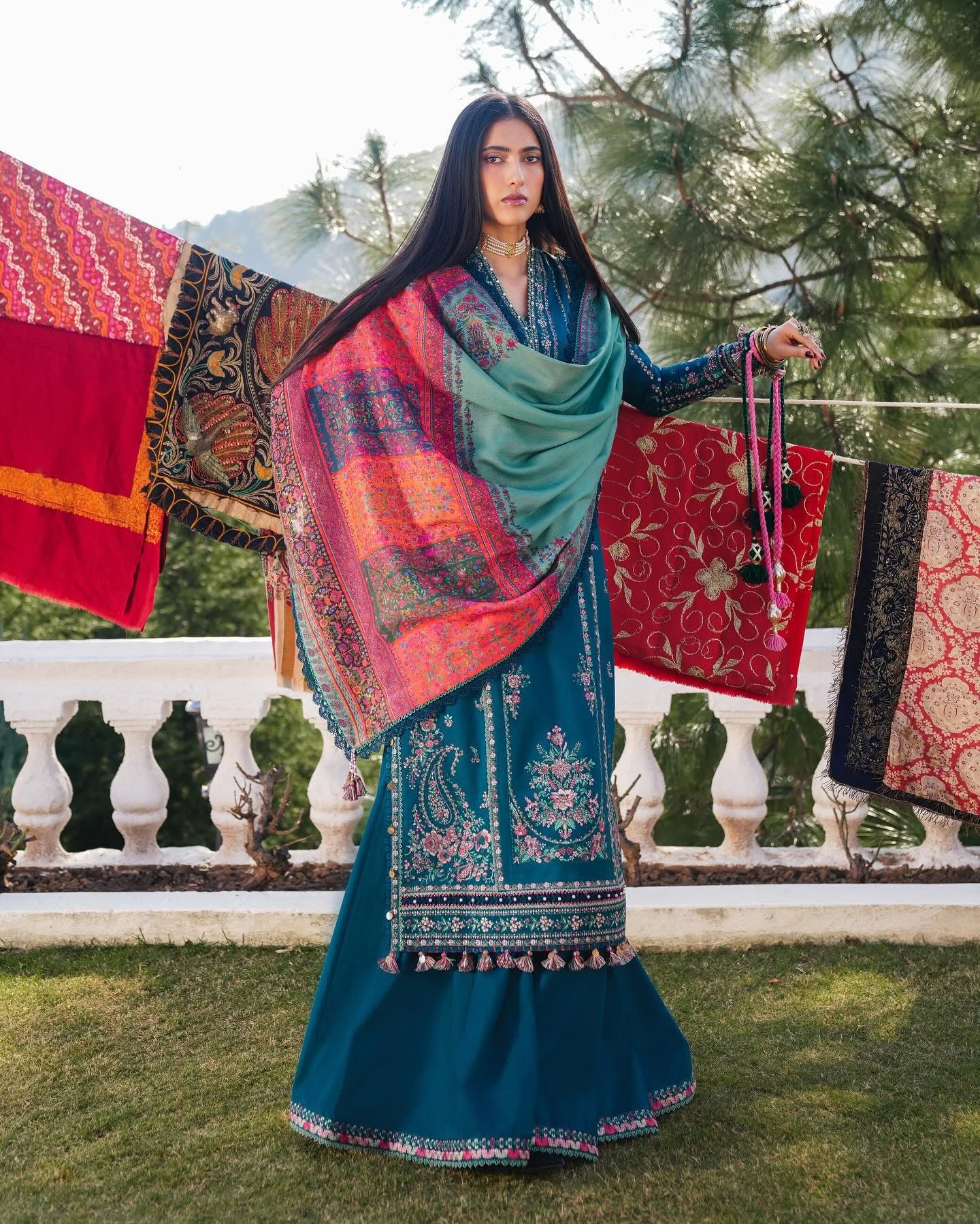 Hussain Rehar Unstitched Dhanak 3PC With Printed Shawl GR