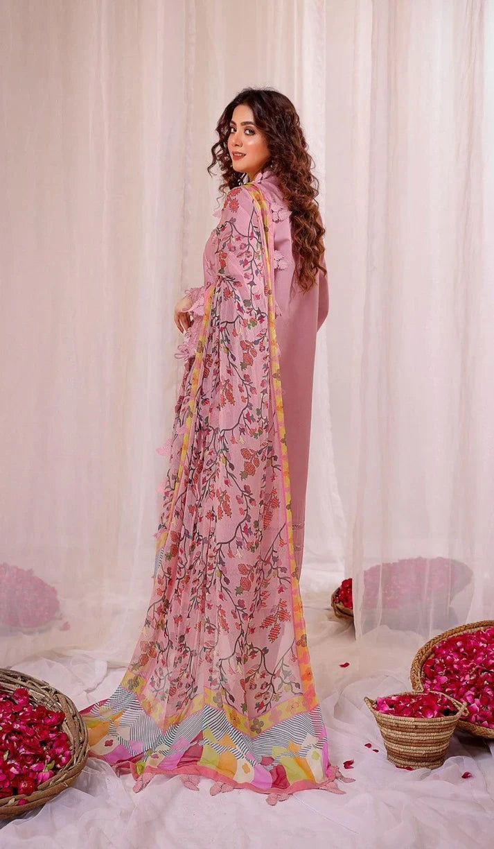 LIMELIGHT LUXURY DHANAK UNSTITCHED EMBROIDERED 3PC WITH TWILL WOOL PRINTED SHAWL