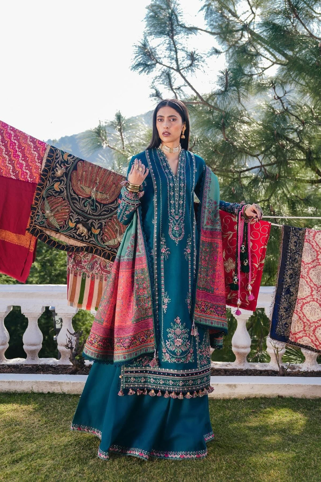 Hussain Rehar Unstitched Dhanak 3PC With Printed Shawl GR