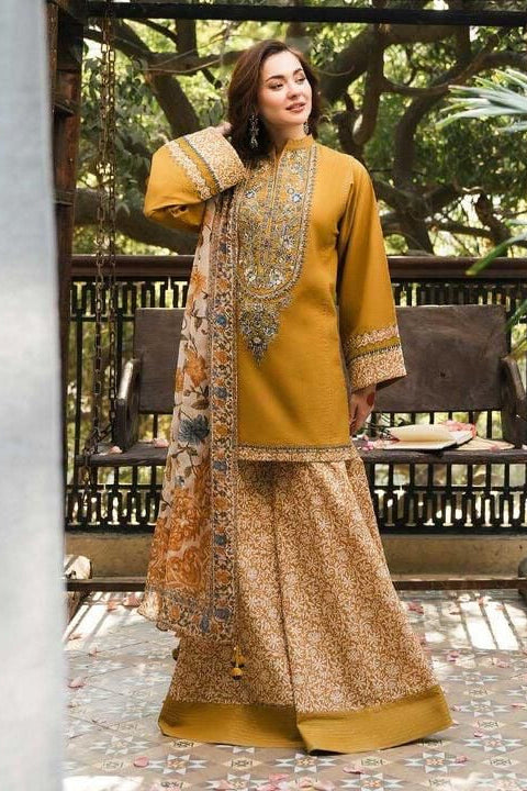 SAPPHIRE LUXURY UNSTITCHED DHANAK 3PC WITH PRINTED SHAWL