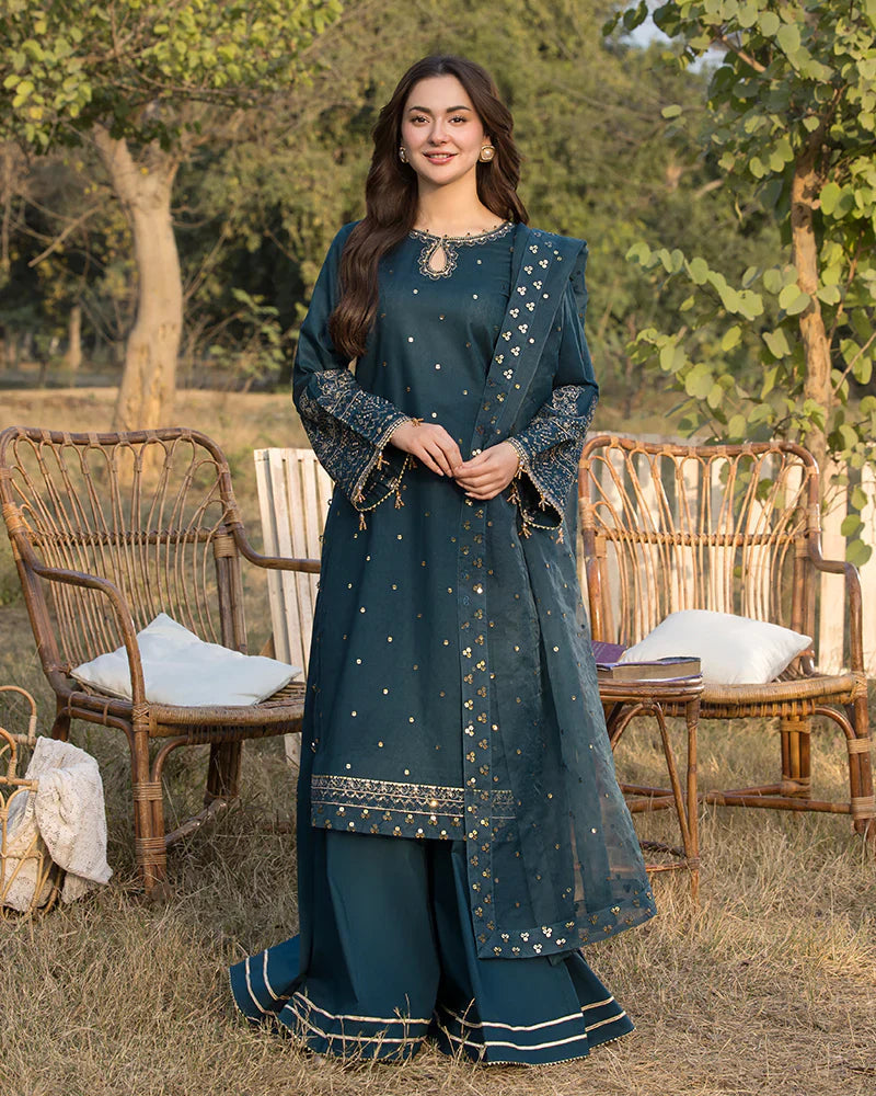 ALLY’S  Unstitched Dhanak 3PC With Embroidered Shawl