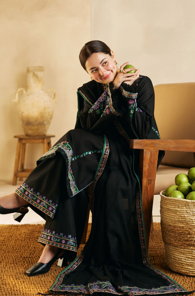 Zara Shah Jahan - 3PC Unstitched Dhanak Embroidered Shirt with Embroidered Back and Embroidered Dhanak Shawl