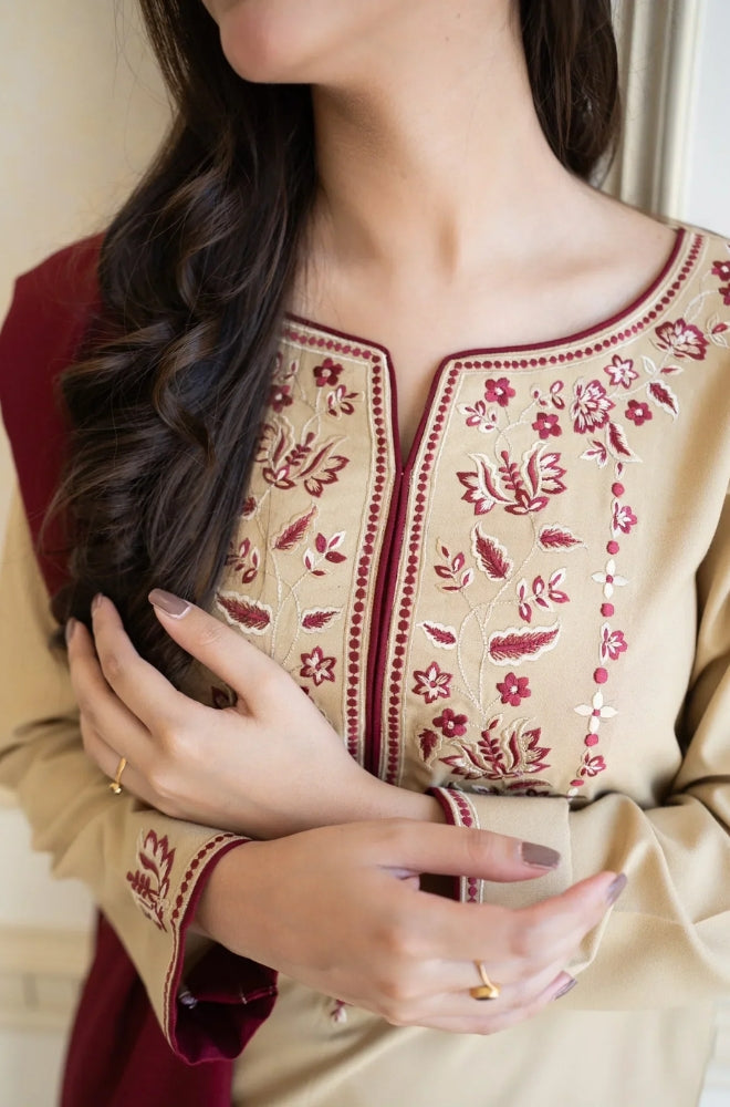 Aisling - 3PC Unstitched Dhanak Embroidered Shirt with Embroidered Dupatta and Trouser