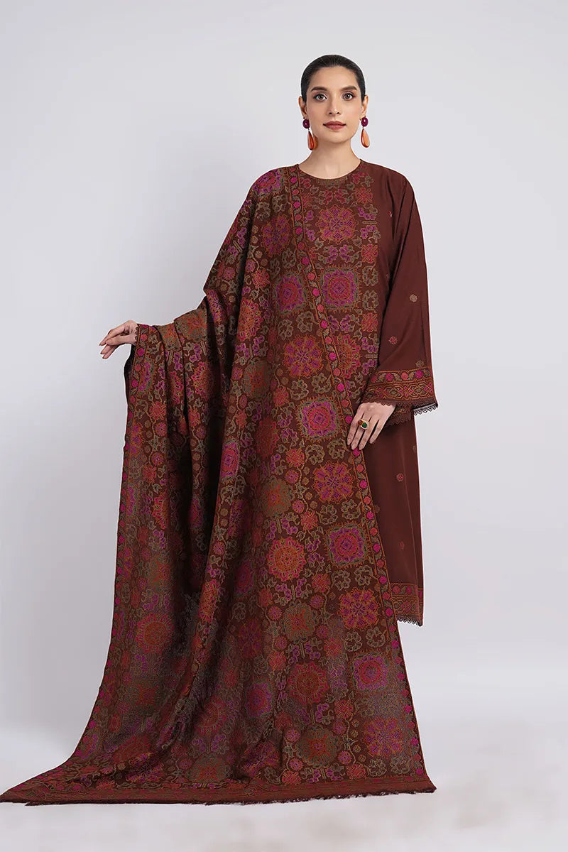 BAREEZE - UNSTITCHED 3PC DHANAK EMBROIDERED WITH DHANAK EMBROIDERED SHAWL (WM-093)