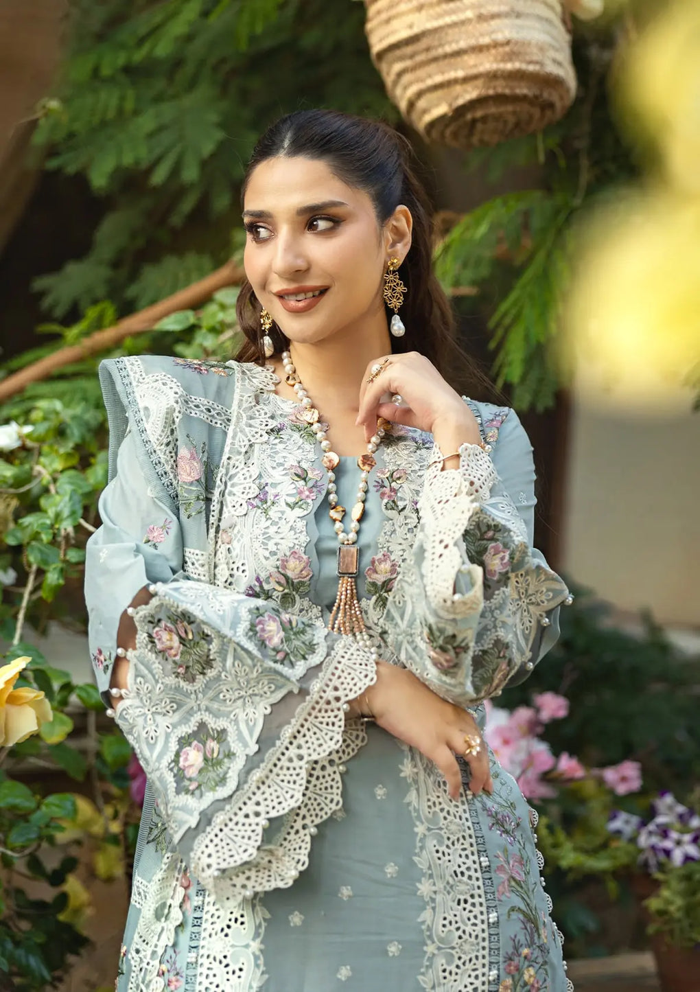 ELAF UNSTITCHED DHANAK EMBROIDERED 3PC WITH KHAADI NEW EMBROIDERED SHAWL