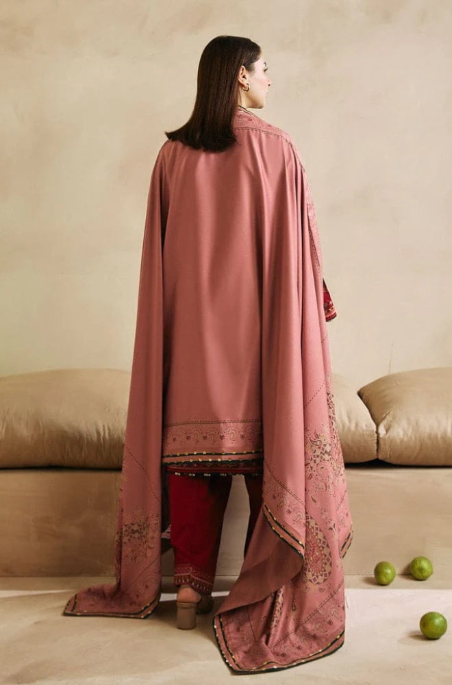 Zara Shah Jahan - 3PC Unstitched Dhanak Embroidered Shirt with Embroidered Back and Pashmina Printed Shawl