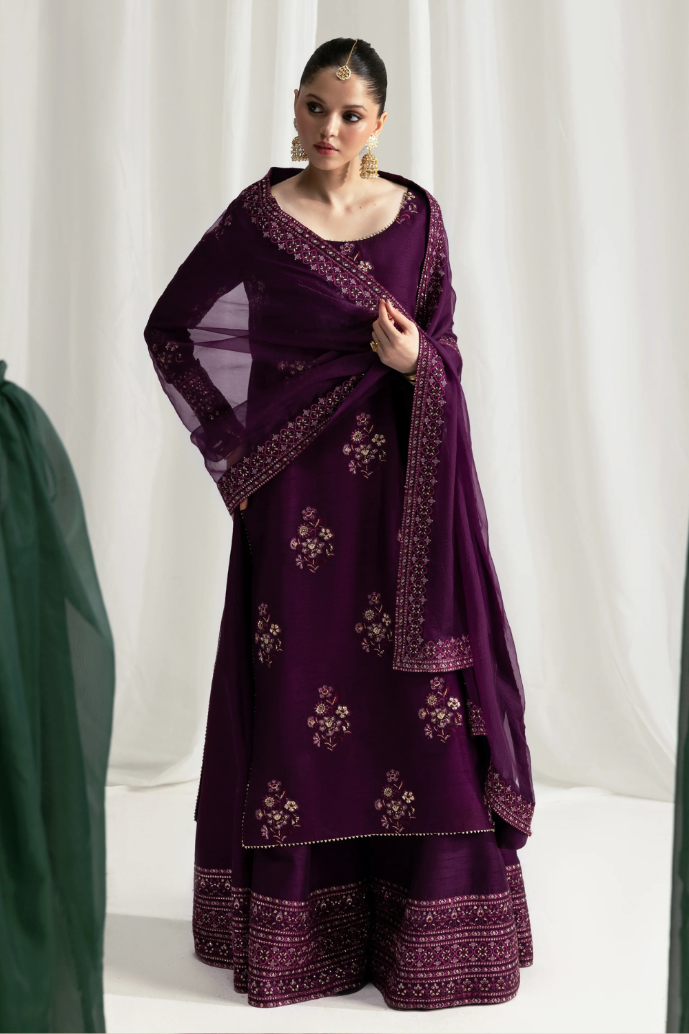 Motifz Embroidered Dhanak Unstitched 3PC Set | WM3130