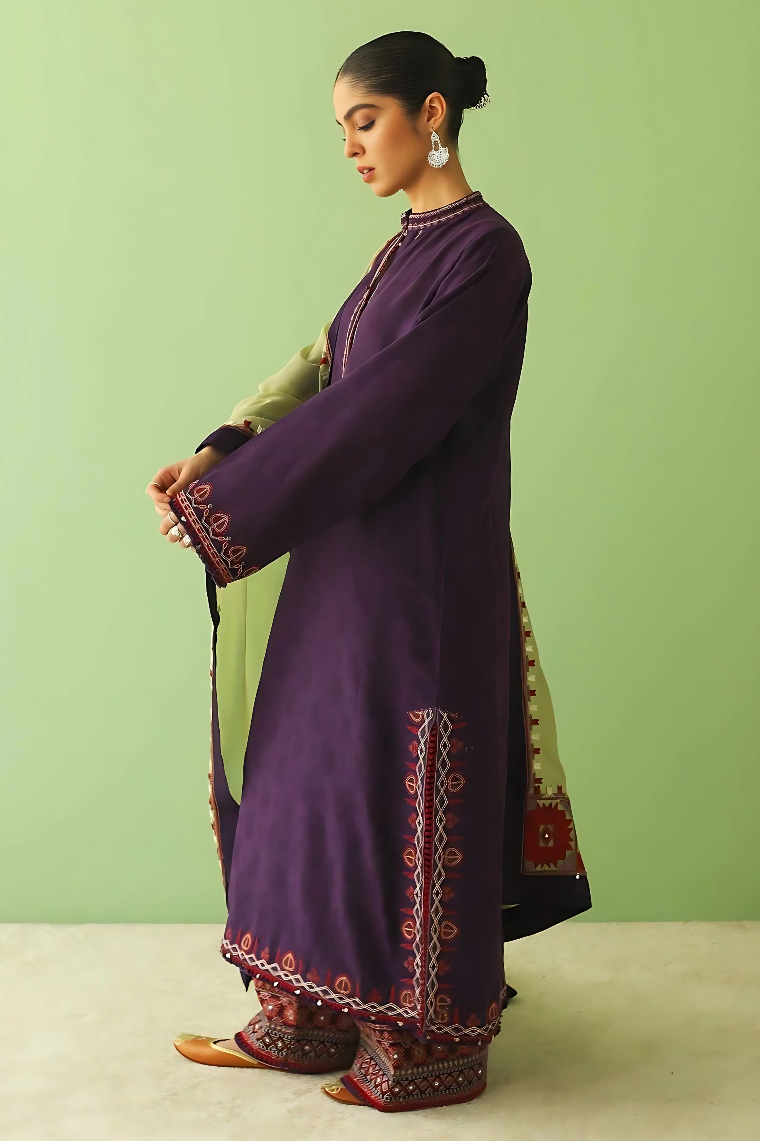 ZARA SHAHJAHAN 3PC EMBROIDERED DHANAK WITH EMBROIDERED DHANAK SHAWL (WM-115)