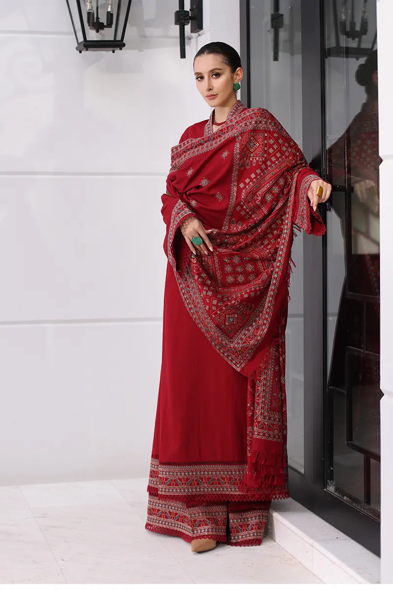 BAREEZE - UNSTITCHED 3PC EMBROIDERED DHANAK WITH EMBROIDERED SHAWL (WM-194)